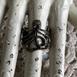 Brass octopus ring, size 6.5